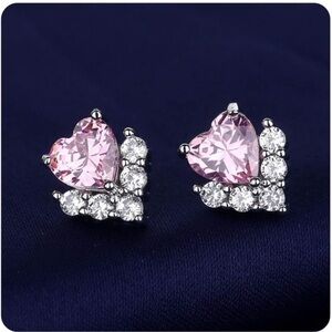 Elegant Pink Heart Earrings